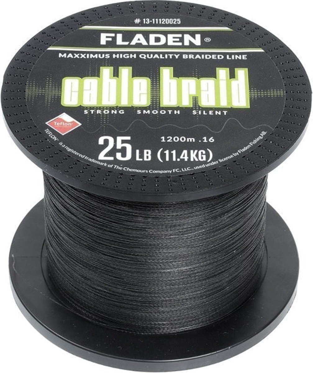 Fladen Maxximus Cable Braid Black 0,16mm (1200m) - Gevlochten Lijn