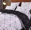 Beddengoed, geruit, 135 x 200 cm, 4-delig, zwart-wit, microvezel, grijs, dekbedovertrek, geruit, strepen, geometrisch ruitpatroon, tweezijdig, omkeerbaar beddengoed, 135 x 200 cm + 2 kussenslopen van