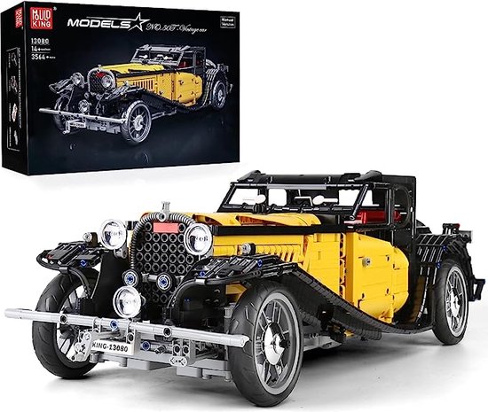 Mould King 13080 - Bugatti 50T - Vintage Auto - Lego Compatibel - 3564 onderdelen met afstandsbediening en motoren