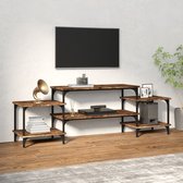 The Living Store TV-meubel - trendy en praktisch - opbergruimte - stevig blad - aanpasbare poten - gerookt eiken - bewerkt hout en staal - 157 x 35 x 52 cm - The Living Store