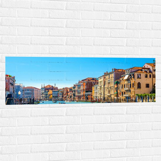 Muursticker - Wateren van Venetië bij Gekleurde Huisjes - 120x40 cm Foto op Muursticker