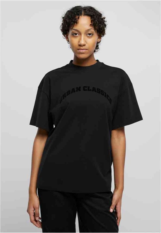 Urban Classics - Oversized Flock Dames T-shirt - 3XL - Zwart