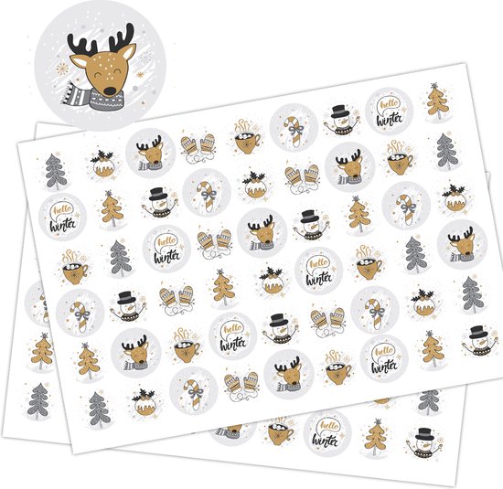 Foto: Stickervellen golden winter 108 stickers thema winter stickers kind kerststickers stickers kerst stickers winter kerst stickers sluitzegels knutselen kerst kaarten maken stickers voor volwassenen stickervellen