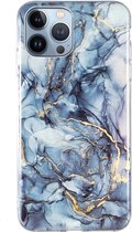 iPhone 13 MINI Hoesje - Siliconen Back Cover - Marble Print - Grijs Marmer - Provium