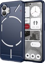 Mobigear Hoesje geschikt voor Nothing Phone (2) Telefoonhoesje Flexibel TPU | Mobigear Brushed Slim Backcover | Phone (2) Case | Back Cover - Blauw