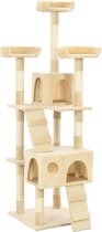 The Living Store Kattenboom - Beige - 50x50x170 cm - Met krabpalen en huisjes