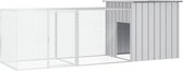 The Living Store Kippenhok Gegalvaniseerd Staal 300x91x100 cm - Inclusief Uitbreidingskooi - Grijs