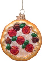 Ornament glass multi colored pizza H8cm