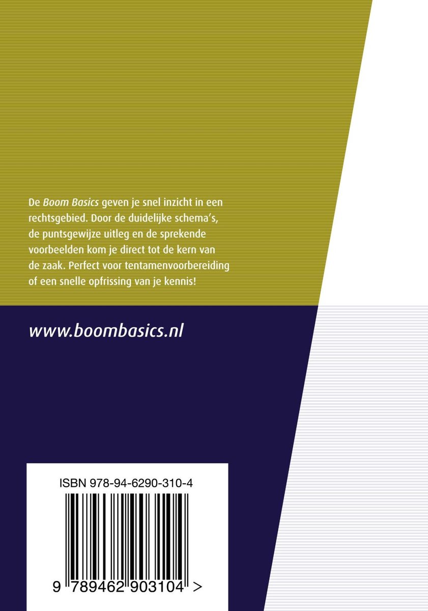 Boom Basics geven snel inzicht in rechtsgebied. Met schema's, uitleg en voorbeelden. www.boombasics.nl. ISBN 978-94-6290-310-4