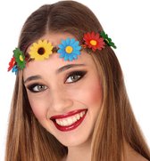Atosa Verkleed haarband met bloemen - 6x - gekleurd - meisjes/dames - Hippie/flower Power