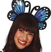 Fiestas Verkleed diadeem vlinder vleugels - blauw - meisjes/dames carnaval accessoires