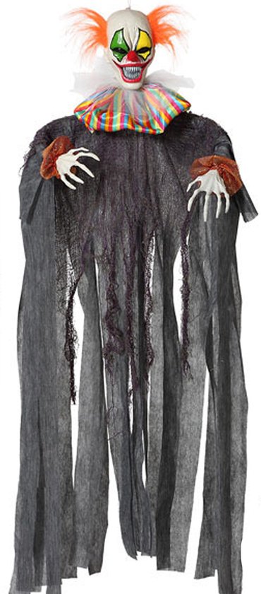 Halloween/horror thema hang decoratie horror clown - enge/griezelige pop - 120 cm