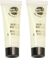Fiestas Glow in the Dark schmink/make-up tube 20 ml - 2x - Fluorescerende gel voor gezicht
