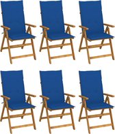 The Living Store Tuinstoel Set - Hout - Inklapbaar - 57x69x111 cm - 5 Leunposities - Koningsblauw