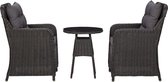 The Living Store poly rattan stoelenset - zwart en donkergrijs - stalen frame - weerbestendig - comfortabele zitkussens - afneembare kussenhoezen