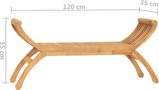 vidaXL Banc de jardin en teck - 120 x 35 x 55 cm - Design durable et raffiné - Banc de jardin