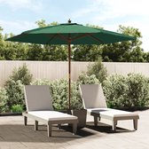 The Living Store Parasol Groen - 299 x 240 cm (ø x H) - Durable polyester - Hardhouten frame - Ventilatierooster - Enkelvoudig katrolsysteem