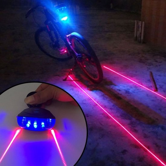 Narimano® Fietslamp, fietsverlichting, waterdicht, led, laser fiets, achterlicht, veiligheidswaarschuwing, licht, fiets, achterlicht, lamp — afbeelding 5