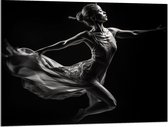 Acrylglas - Ballerina Meisje aan het Dansen (Zwart-wit) - 100x75 cm Foto op Acrylglas (Wanddecoratie op Acrylaat)