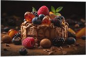 Vlag - Taartje Versierd met Vruchten - 75x50 cm Foto op Polyester Vlag