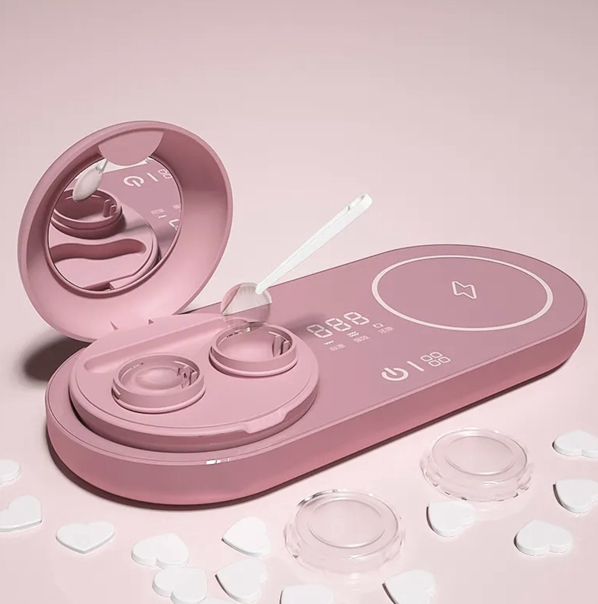 yermin beauty - contactlenzen reiniger - Ultrasone contactlensreiniger - ultrasone automatische reiniger- contactlensreiniger met USB-oplader - klein en draagbaar - geschikt voor het reinigen van alle contactlenzen - roze