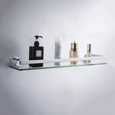 Glazen badkamerplank, glazen plank wandplank 60 80 cm badkamerplank badkamerplank met chromen reling en 8 mm gehard glazen badkamerplank
