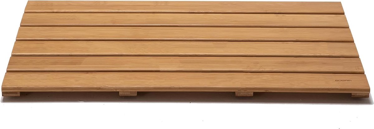 Bamboe badmat, antislip, grote douchemat (50 x 66 cm), antislipmat, badkuip, wasbaar tapijt voor badkamer en keuken in beige, duurzaam en hygiënisch materiaal voor kinderen