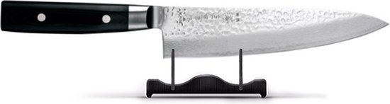 Yaxell Japonais - Série Zen - Couteau de Chef Santoku - Acier VG-10 - 61 HRC - Lame 16,5 cm - Acier Damas 37 Couches - Manche Toile-Micarta