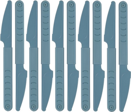 Foto: Excellent houseware messen 20x stuks blauw kunststof 18 cm herbruikbaar