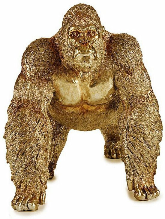 Decoratieve figuren Gorilla Gouden 20 x 27,5 x 34 cm (2 Stuks)