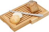 Relaxdays broodplank - brood snijplank - bamboe - opvangbak kruimels - broodmes