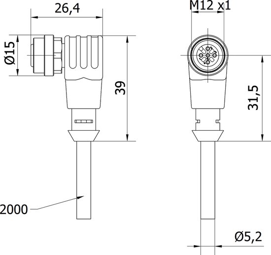 M12 Sensor Cable 5P A Coded Male Female90 degree 0,2m | bol.com