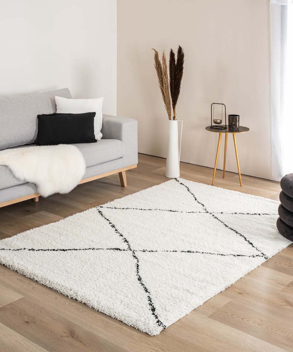 Berber vloerkleed - Artisan Atla wit/zwart 60x110