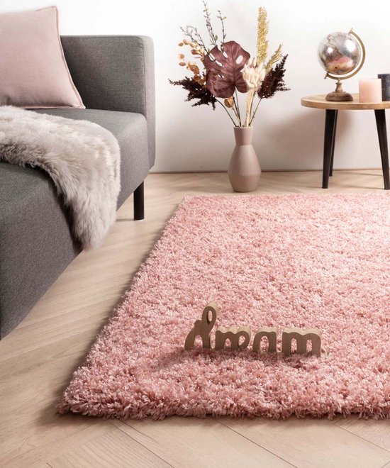 Hoogpolig vloerkleed - Cozy Shaggy - roze 120x170 cm