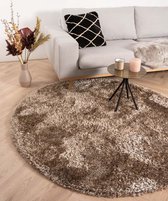 Rond hoogpolig vloerkleed velours Posh - beige 80 cm rond