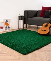 Vierkant hoogpolig vloerkleed shaggy Trend effen - jade 140x140 cm