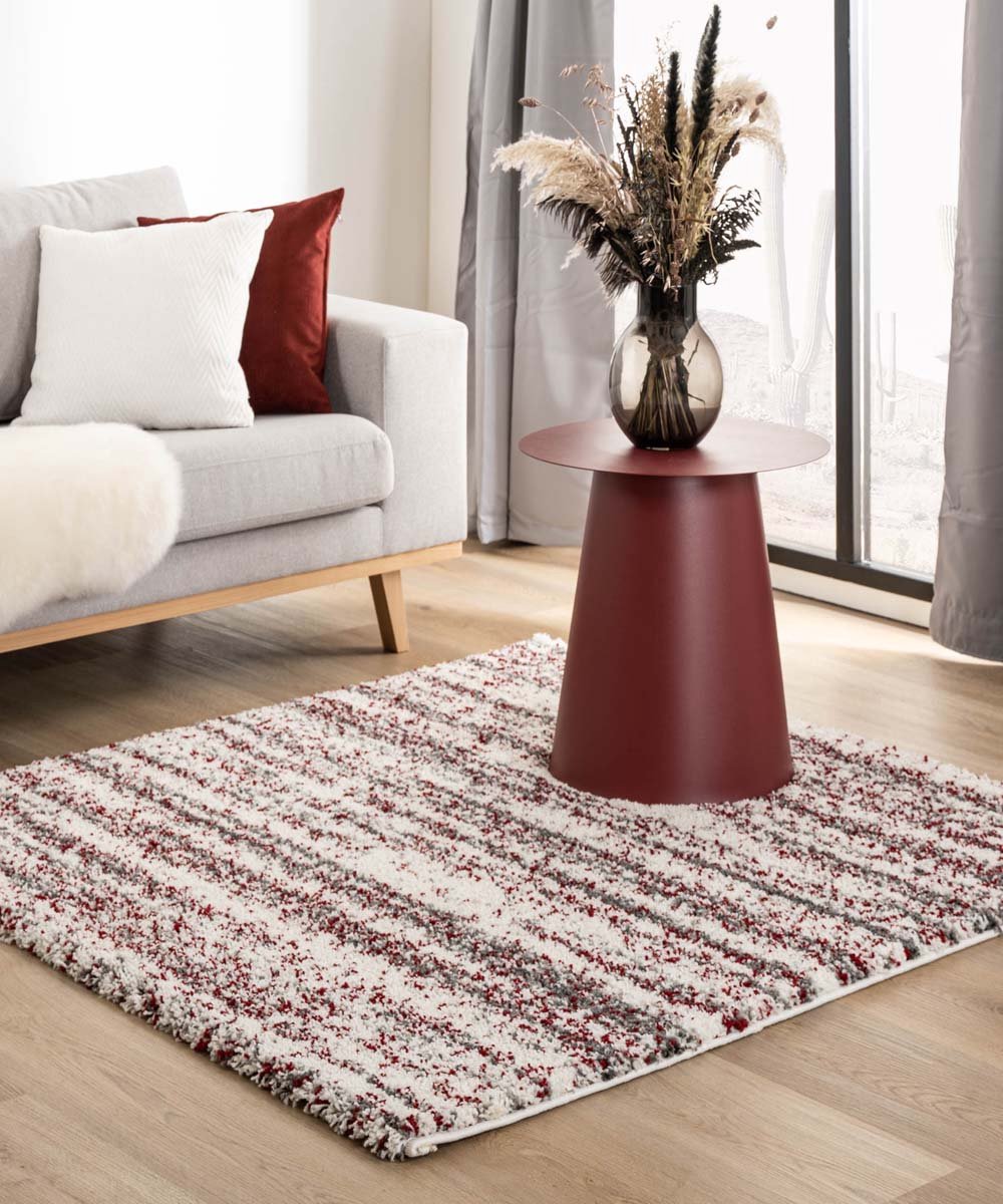 Vierkant berber vloerkleed - Artisan Essa grijs/rood 160x160