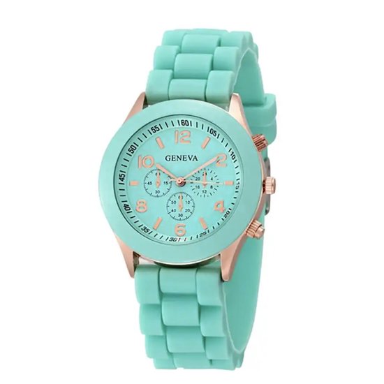 Geneva Siliconen Mintgroen Horloge | Fashion Favorite