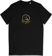 Grappig Heren Dames T Shirt So What? Nou En? - Minimalistische Smiley Print - Zwart - XS