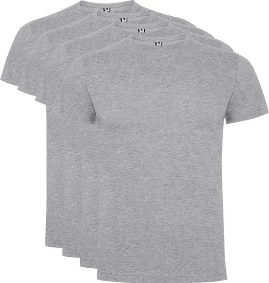 4 Pack Roly Atomic Basic T-Shirt 100% biologisch katoen Ronde hals Grijs Maat 4XL