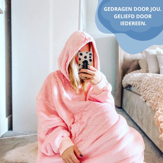 Smileify® Hoodie Deken Pro Max - Extra Lang & Dik - Snuggie - Fleece Deken met Mouwen - Plaid - Blanket - Licht Roze - Smileify