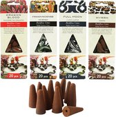Assortiment backflow wierook Incense cones 80 stuks - 4 x 20 stuks