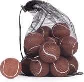 15 stuks tennisbal met mesh-draagtas, geavanceerde trainingsballen, oefenballen, meerdere kleuren verkrijgbaar, goed voor beginners-trainingsballen, speelballen voor huisdieren (bruin)