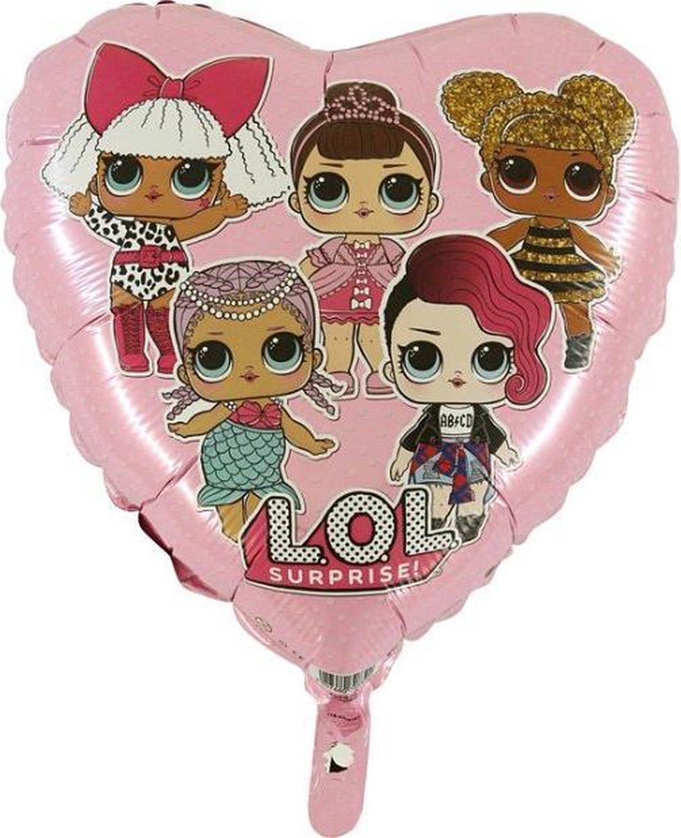 LOL Surprise hart folieballon roze 45 cm.