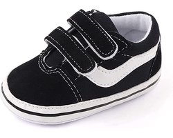foto van Baby schoentjes - babysneakers van Completebabyuitzet - klittenband - Schoenmaat 20-21 - 12-18 maanden - (13cm) - zwart