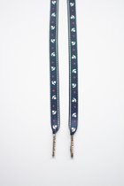 Schoenveters plat - ankers en sterretjes donkerblauw - 120cm met zilveren nestels veters voor wandelschoenen, werkschoenen en meer