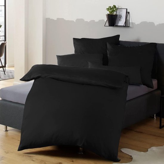 Soifox Beddengoed, 200 x 200 cm, grijs, beddengoedset van microvezel, strijkvrij en kreukvrij, dekbedovertrek 200 x 200 cm, set van 2, met kussensloop 80 x 80 cm, set van 2, met ritssluiting