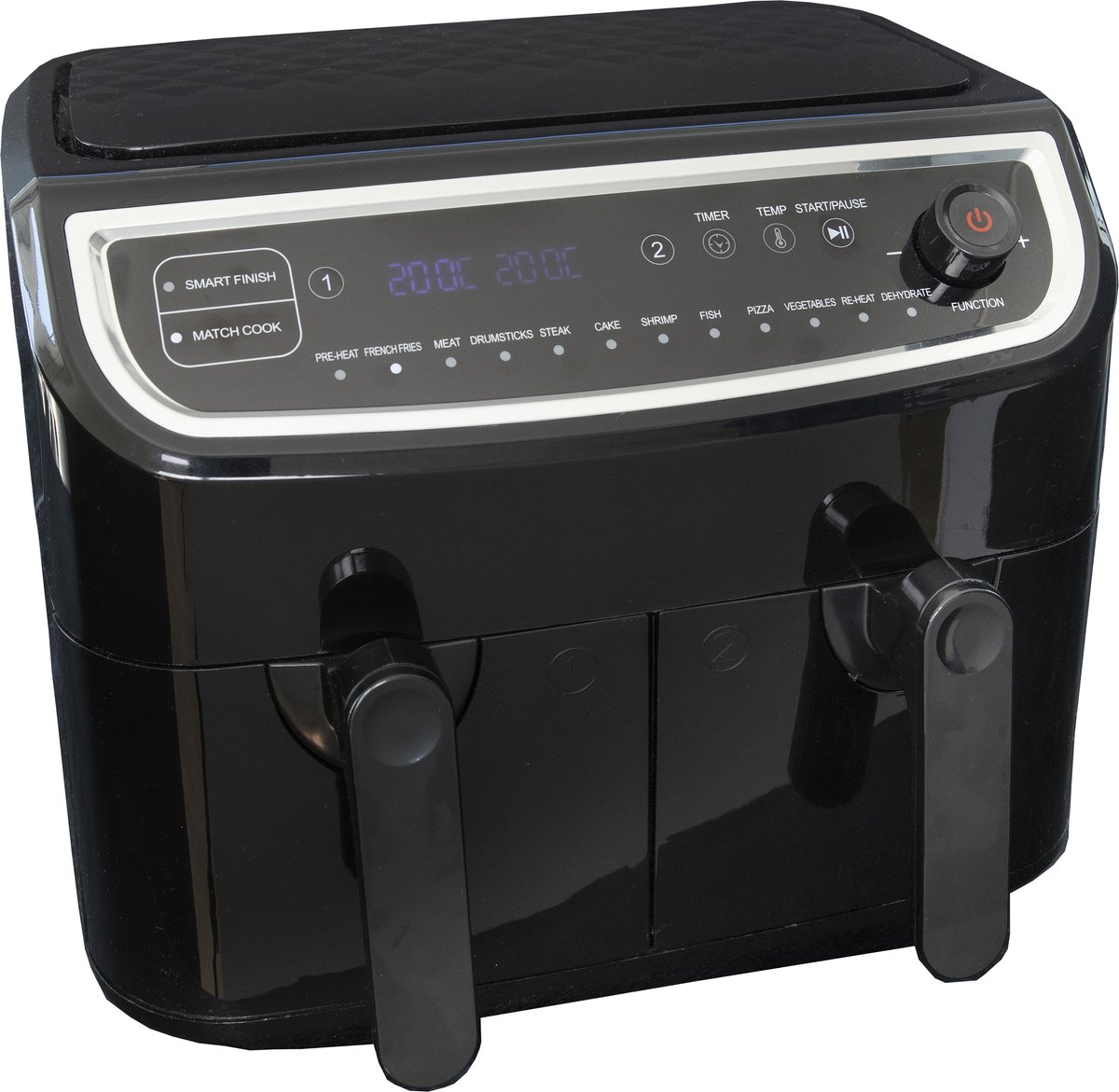 Gastronoma Dubbele Heteluchtfriteuse XL - 9L - 2 manden - 2400W Airfryer - 18290003 - Zwart