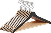 Kleerhangers hout - Made in EU - houten hanger voor je garderobe - haak 360° draaibaar - inkepingen op de schouders - Hangers Clothes (10, natuur en zwart)