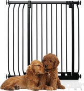 Bettacare Extra Tall Elite Hondenhek Assortiment, 89cm - 98cm (23 opties beschikbaar), Mat Zwart, Extra Hoog 100cm in Hoogte, Traphekje Zonder Boren Hek voor Honden en Puppy's, Huisdier en Hond Barrière, Eenvoudige Installatie